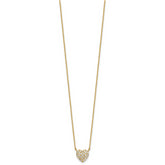 Sterling Silver Gold-tone Polished Pave CZ Heart 16 Inch with 2 Inch Extension Necklace
